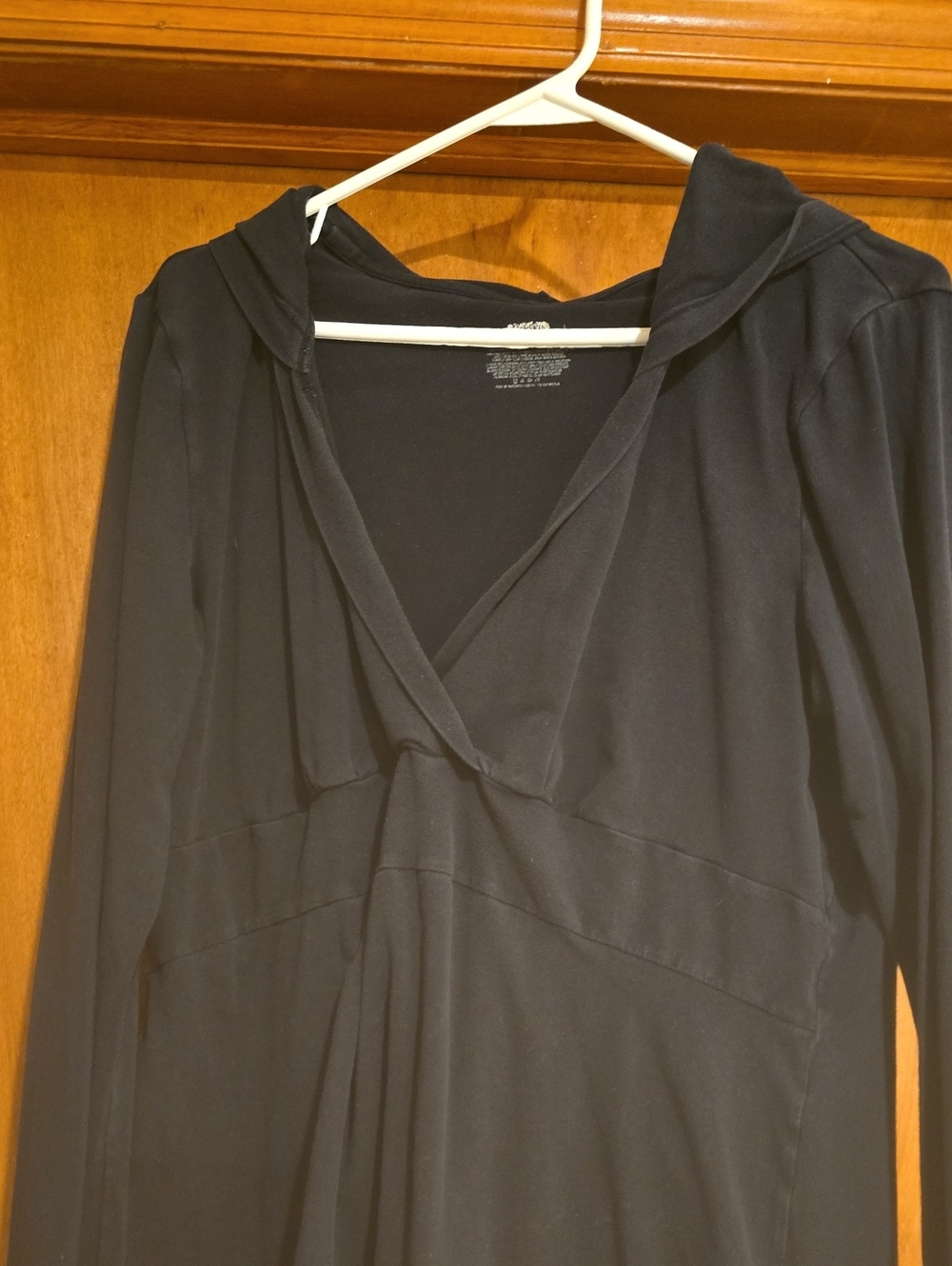 Danskin Black Long-Sleeve Hooded Wrap Top
